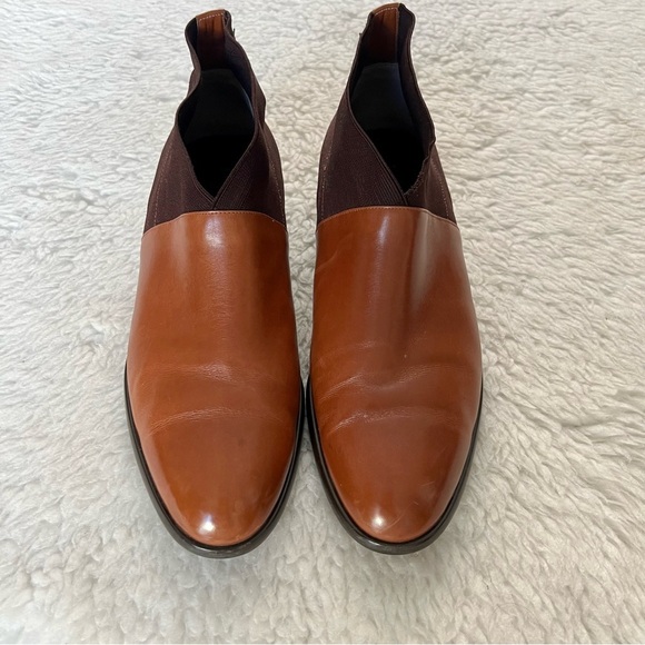 Plaza Handmade 2 Tone Leather/Elastic Fabric Slide On Chukka Boots Size 9.4 M